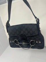 Gucci Black GG Canvas Horsebit Chain