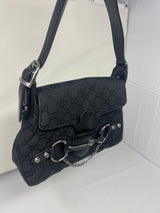 Gucci Black GG Canvas Horsebit Chain