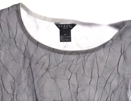 GUESS Black Mesh Crinkle Top