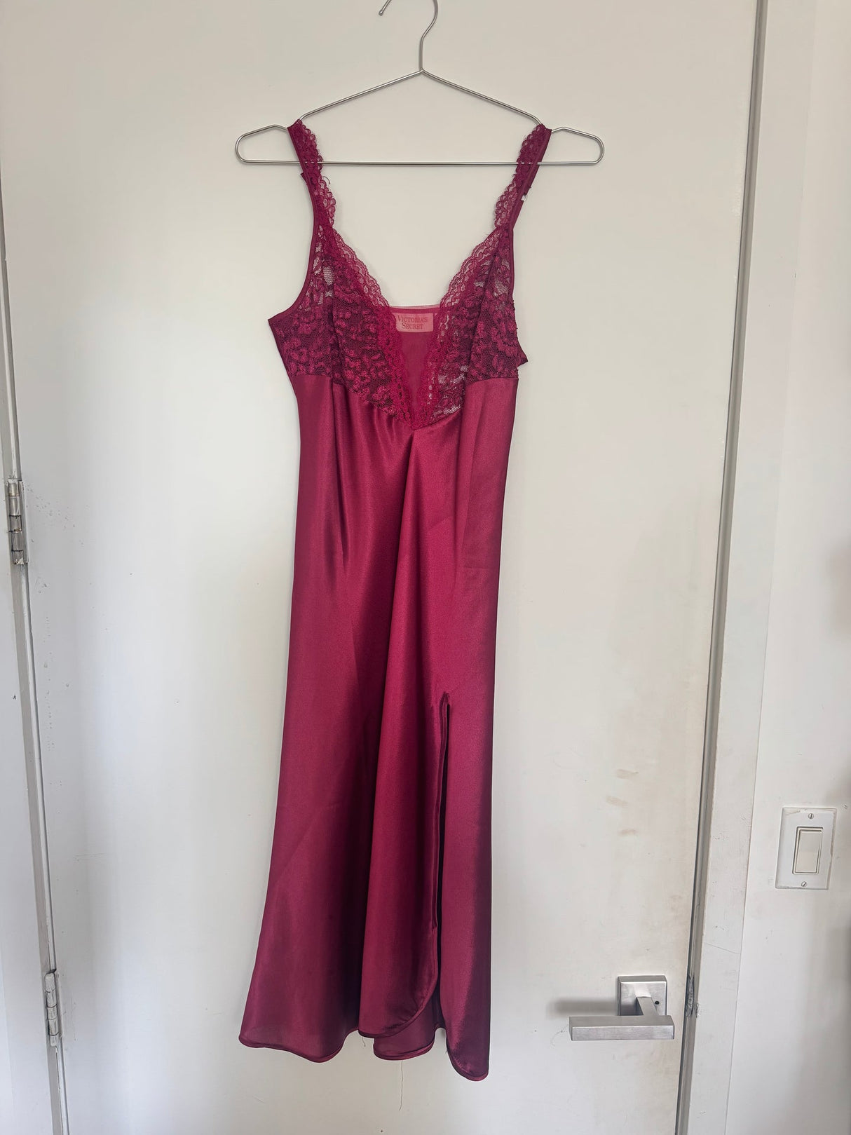 Burgundy slip dress