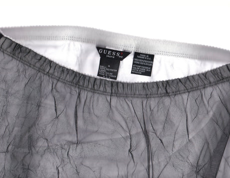 GUESS Black Mesh Crinkle Midi Skirt