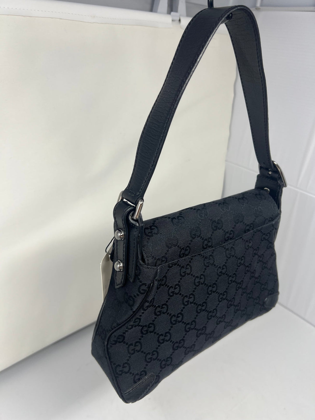 Gucci Black GG Canvas Horsebit Chain
