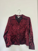 Burgundy and black glitter blouse