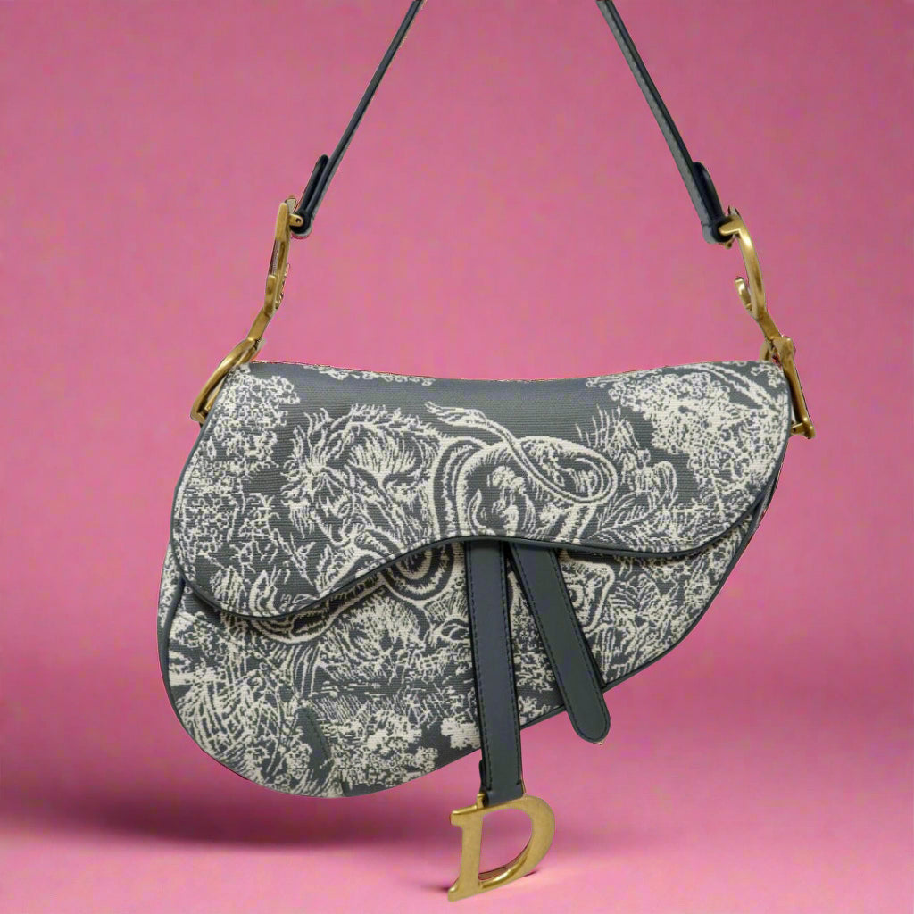 Dior grey toile saddle bag 2