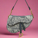 Dior grey toile saddle bag 2