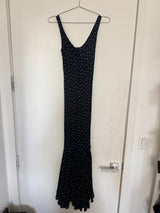 Dark blue silk polka dot dress