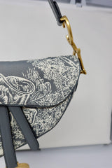 Dior grey toile saddle bag 2