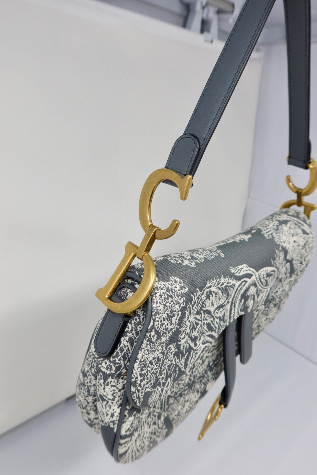 Dior grey toile saddle bag 2
