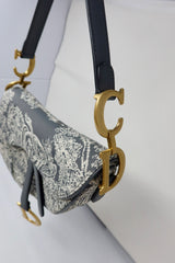 Dior grey toile saddle bag 2