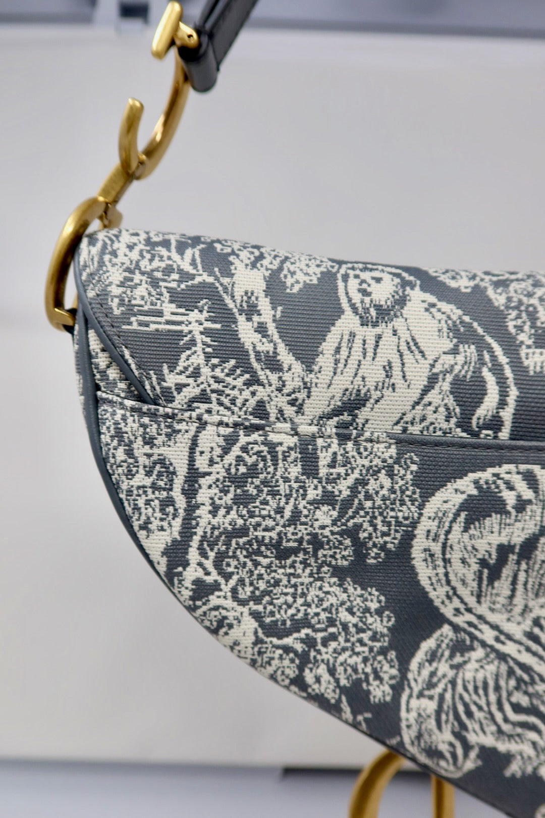 Dior grey toile saddle bag 2