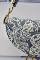 Dior grey toile saddle bag 2