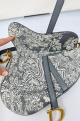 Dior grey toile saddle bag 2