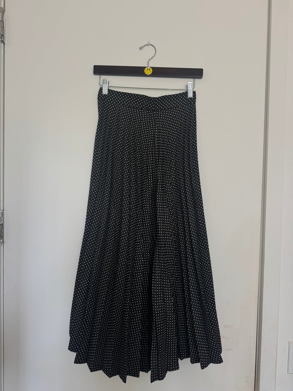 Black and white maxi polka dot skirt