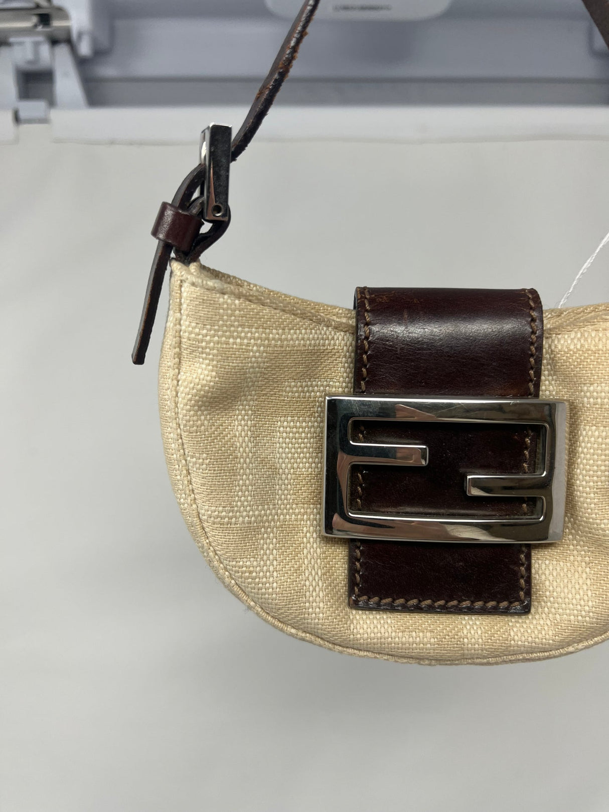 Fendi Mini Croissant Zucca Beige Canvas