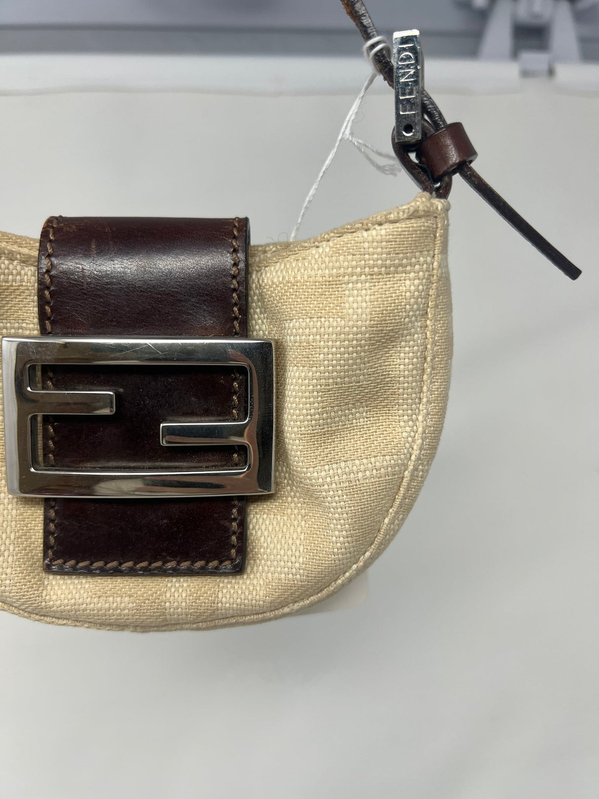 Fendi Mini Croissant Zucca Beige Canvas