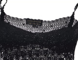 JACQUELINE DE YOUNG Black Knit Crochet Sequin Tank