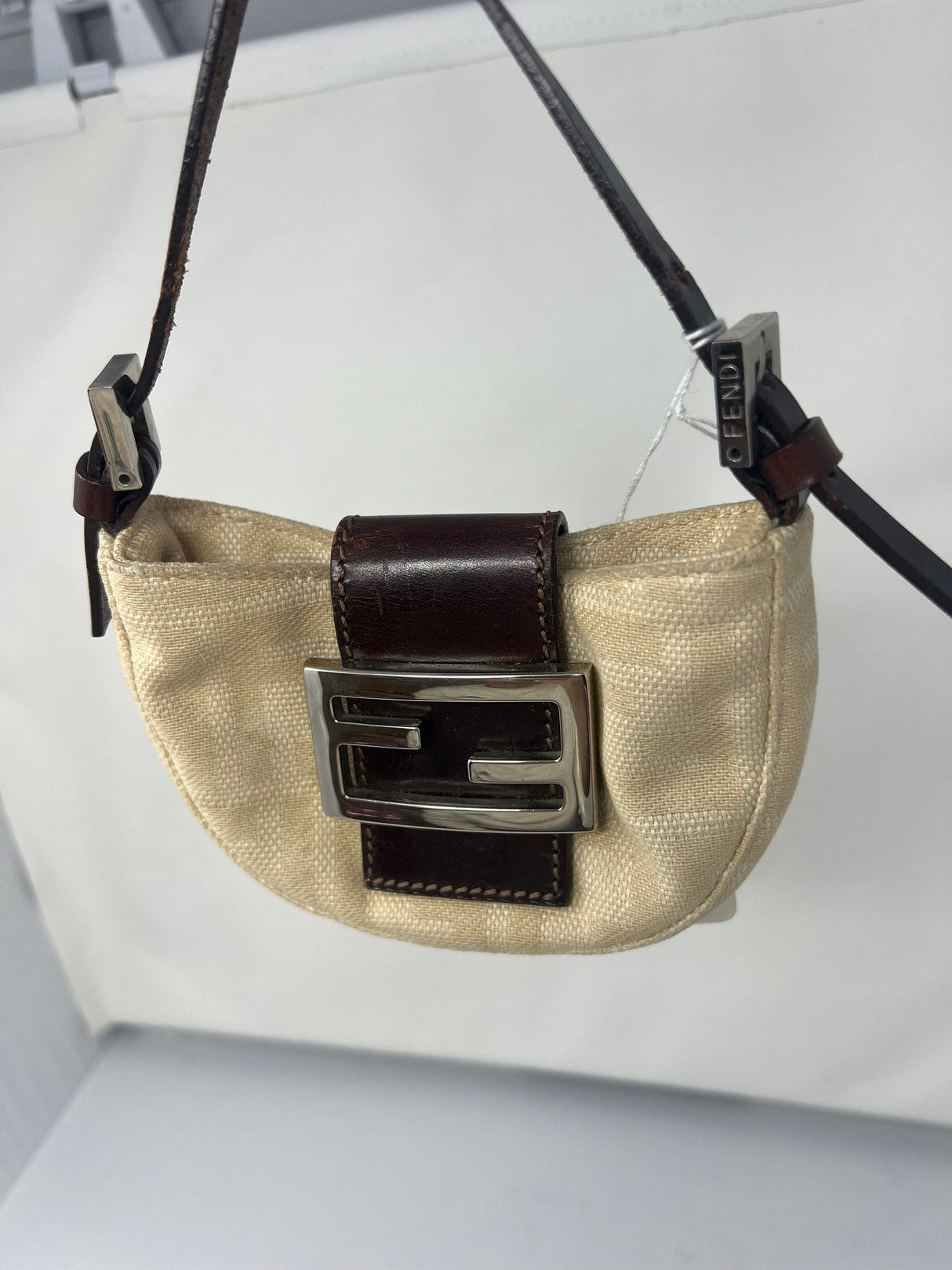 Fendi Mini Croissant Zucca Beige Canvas