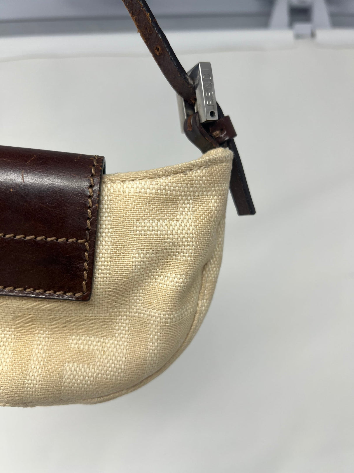 Fendi Mini Croissant Zucca Beige Canvas