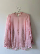 Pink sheer beaded blouse