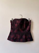 Dark red floral corset