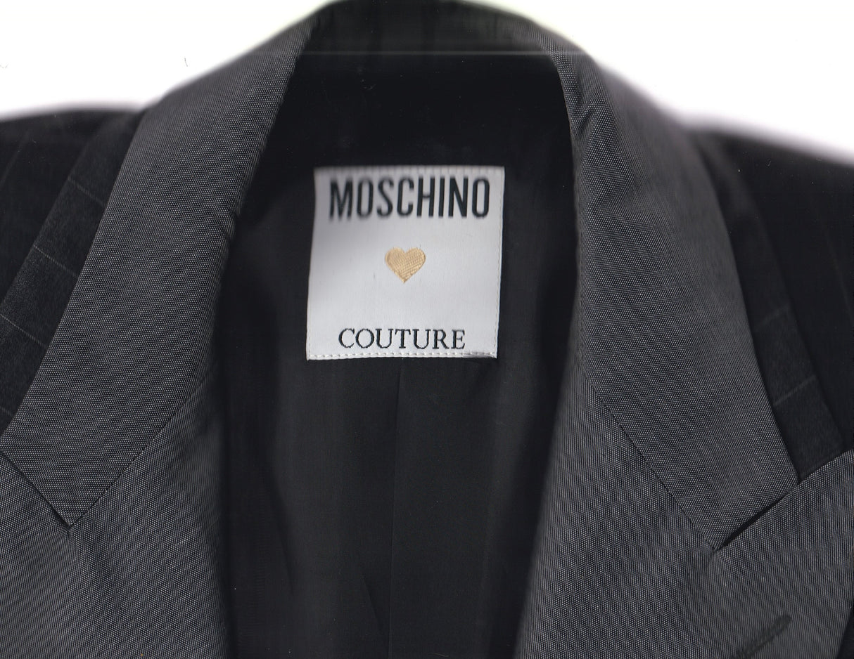 MOSCHINO Couture Deconstructed Gray and Pin Stripe Blazer