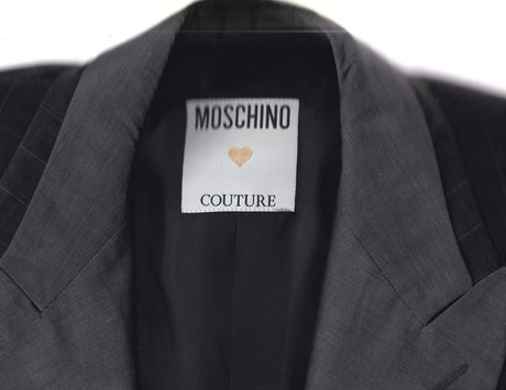 MOSCHINO Couture Deconstructed Gray and Pin Stripe Blazer