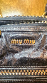 Miu Miu Black Leather Shine Vitello Bag