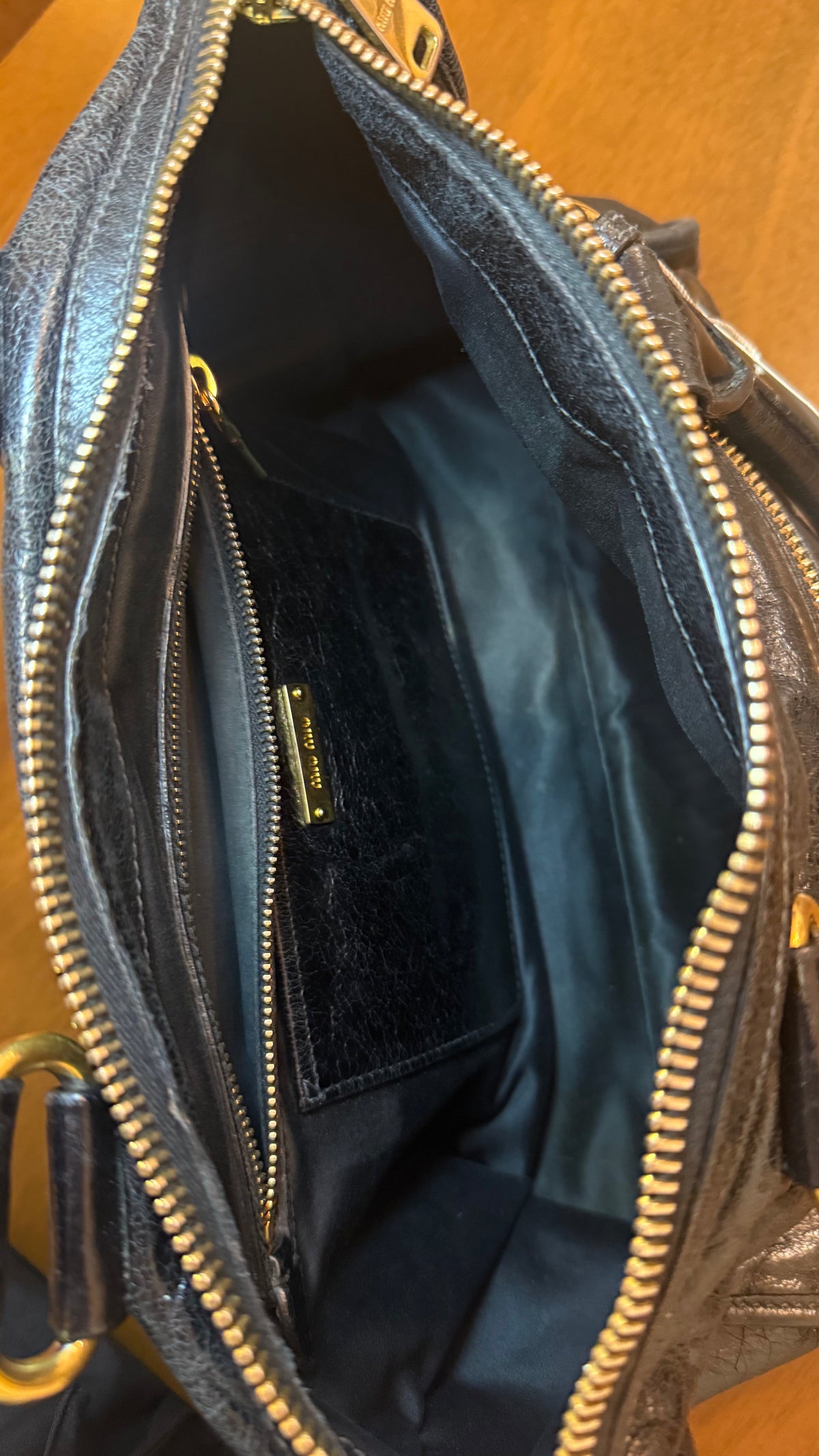 Miu Miu Black Leather Shine Vitello Bag