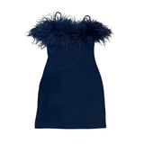 Feather Mini Black Dress