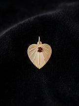 14K Engine Turned Heart Medallion with Garnet