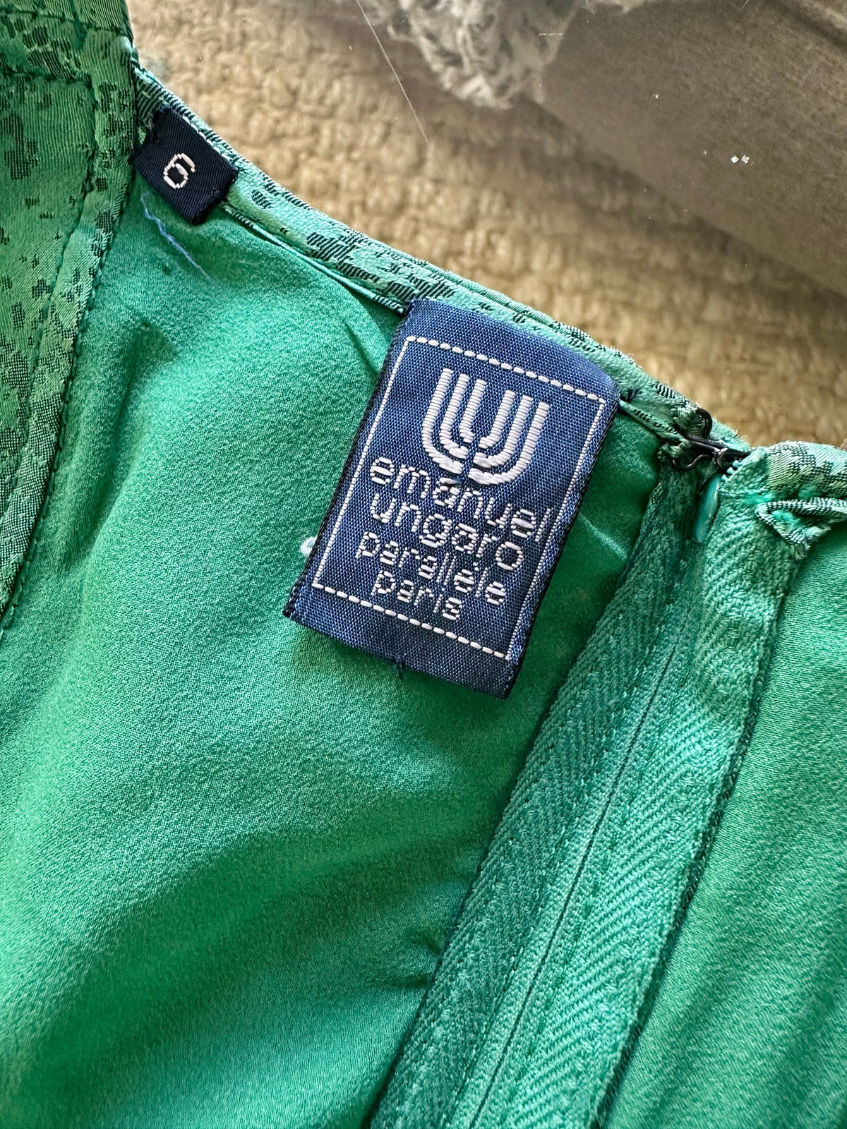 Ungaro Green embossed Ruched Dress