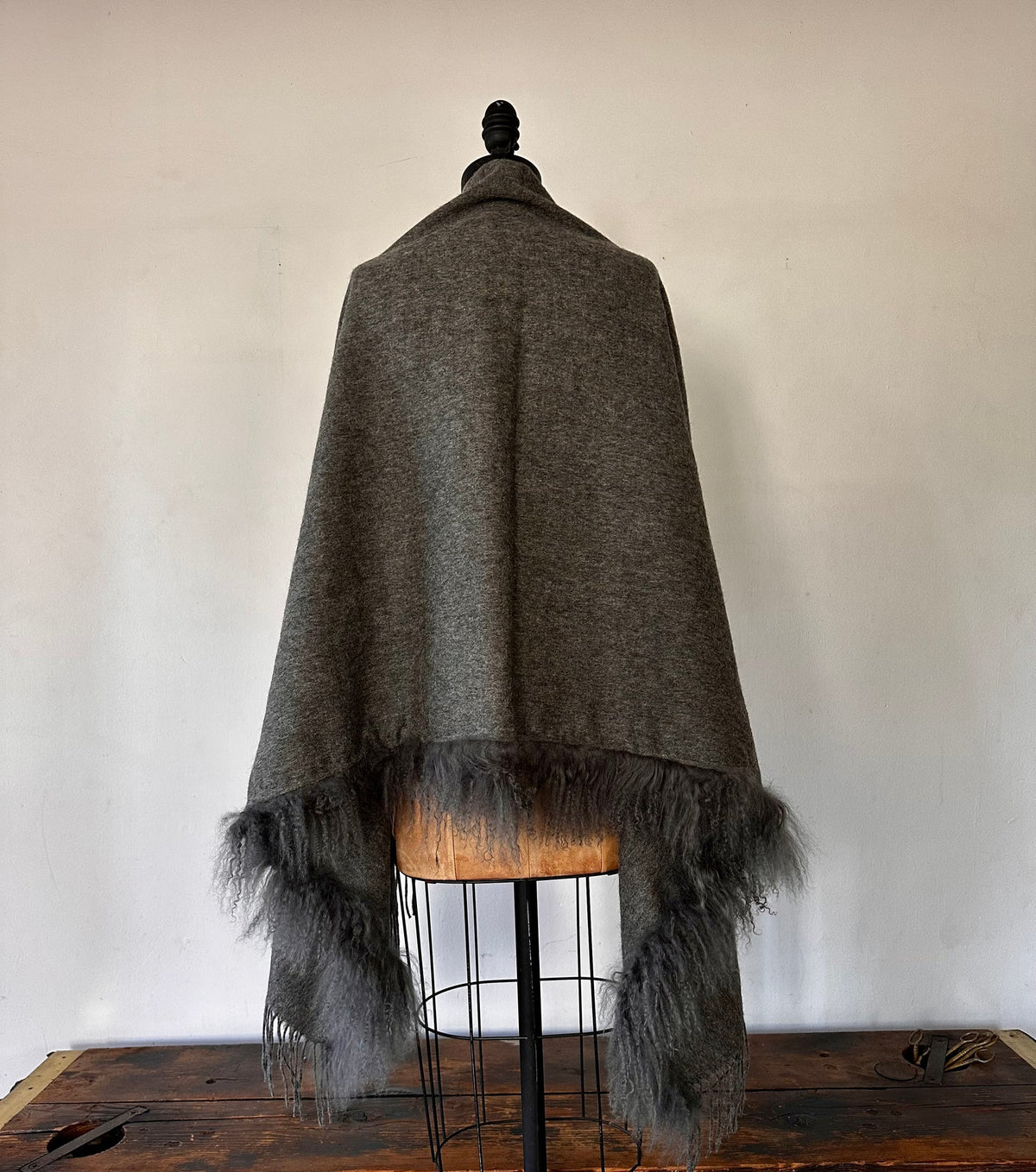 1980 Ash Grey Cashmere Wool Scarf