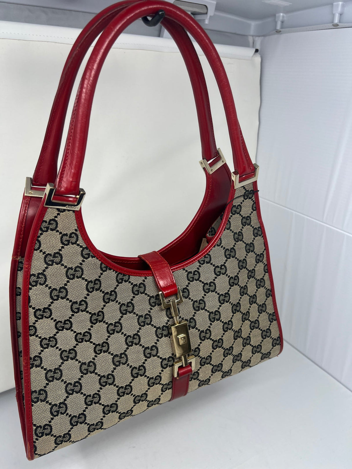 Gucci Jackie Small Red GG Canvas Shoulder Bag