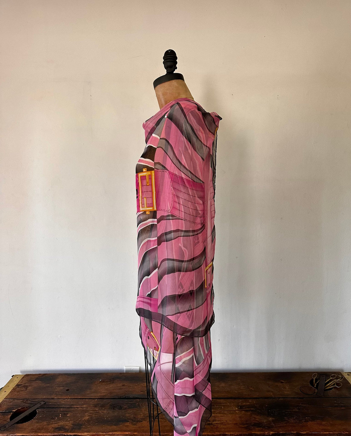 Fendi Pink Silk printed scarf