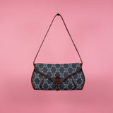 Celine Poulbot Blue Paris Macadam Canvas Shoulder Bag
