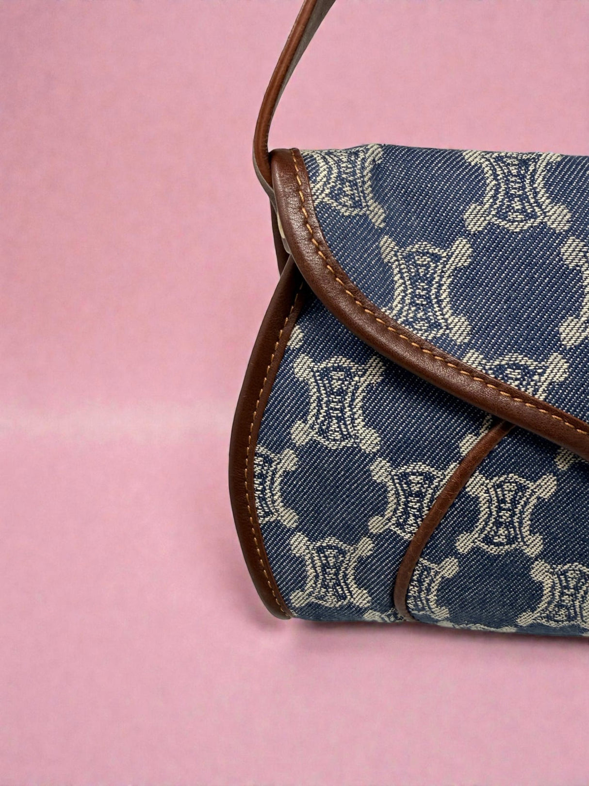 Celine Poulbot Blue Paris Macadam Canvas Shoulder Bag