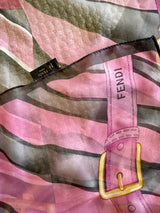 Fendi Pink Silk printed scarf