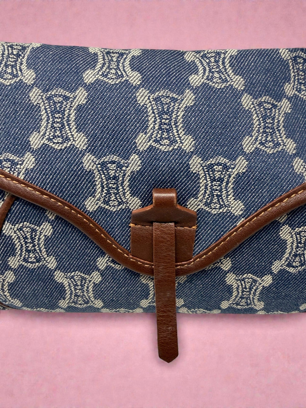 Celine Poulbot Blue Paris Macadam Canvas Shoulder Bag