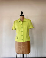 Versus Chartreuse Chevron Short Sleeved Blazer