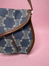Celine Poulbot Blue Paris Macadam Canvas Shoulder Bag