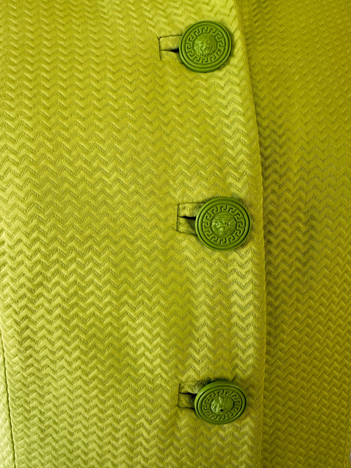 Versus Chartreuse Chevron Short Sleeved Blazer
