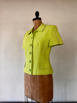 Versus Chartreuse Chevron Short Sleeved Blazer