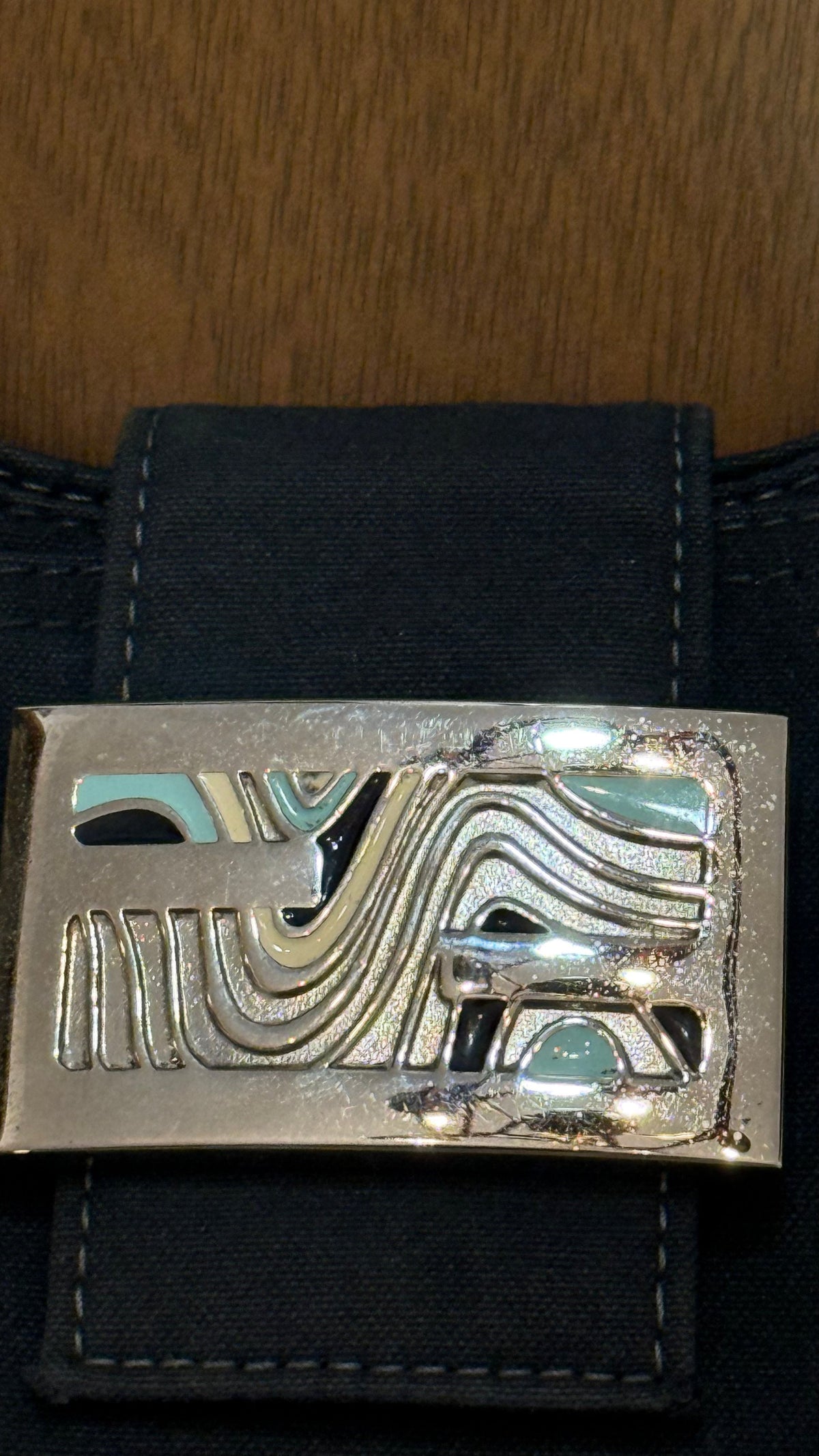 Fendi Navy Wave Buckle Hobo Bag