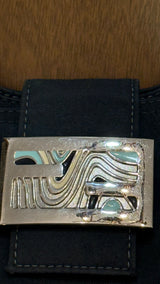 Fendi Navy Wave Buckle Hobo Bag
