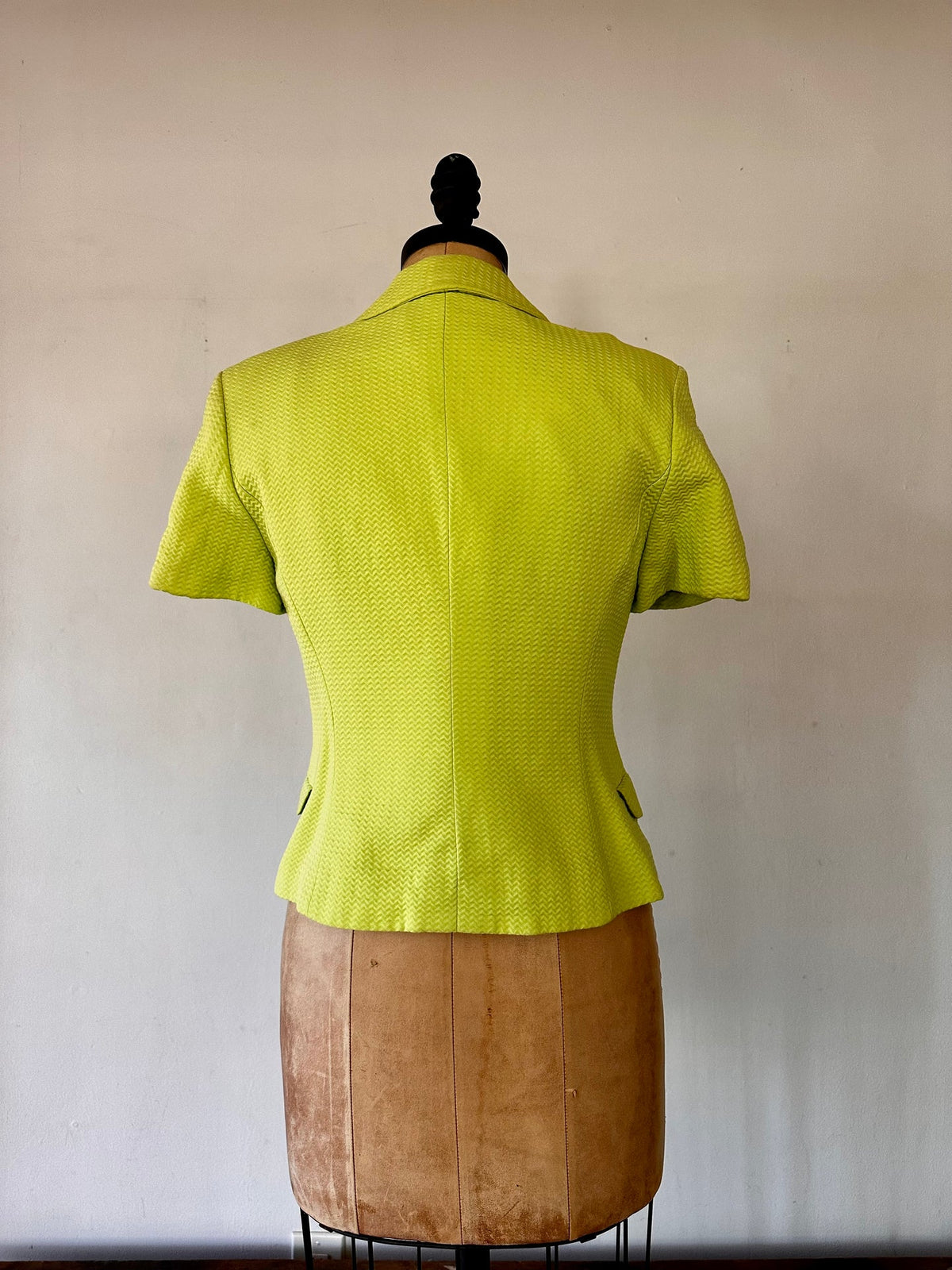 Versus Chartreuse Chevron Short Sleeved Blazer
