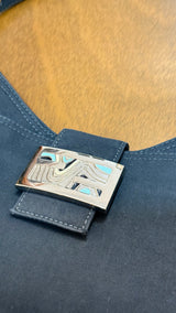 Fendi Navy Wave Buckle Hobo Bag