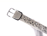 Beige and Silver Studded Suede Leather Belt