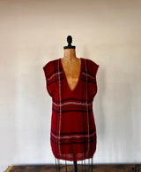 1980 Christian Dior	Rouge Plaid Mohair Vest