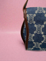 Celine Poulbot Blue Paris Macadam Canvas Shoulder Bag