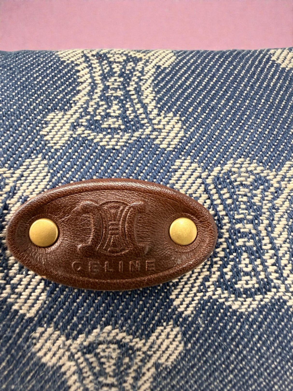 Celine Poulbot Blue Paris Macadam Canvas Shoulder Bag
